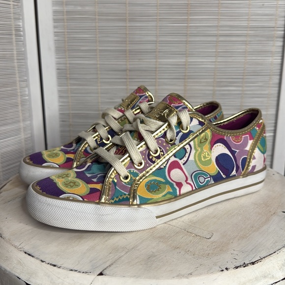 Coach Dee Poppy Pop C Women's Multicolor gold Sneakers - Picture 5 of 10